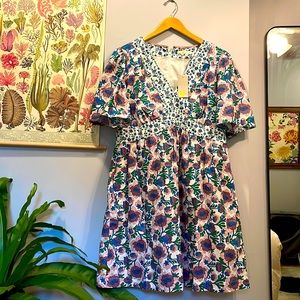 Boden NWT short sleeve A-line patterned dress